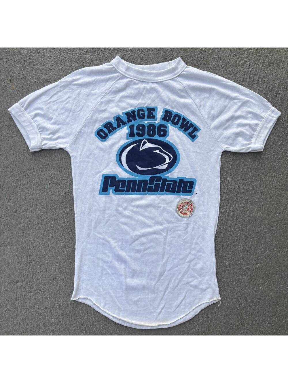 Vintage 80s 1986 Penn State Orange Bowl Football NEW Large Fits Small